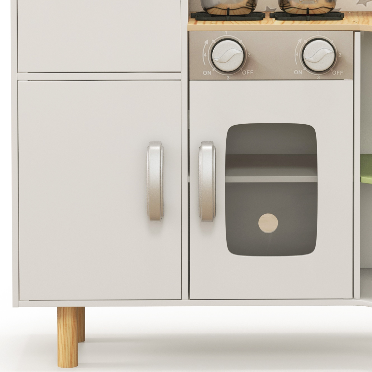 AIYAPLAY Toy Kitchen Playset with Phone, Ice Maker, Stove, Sink - White