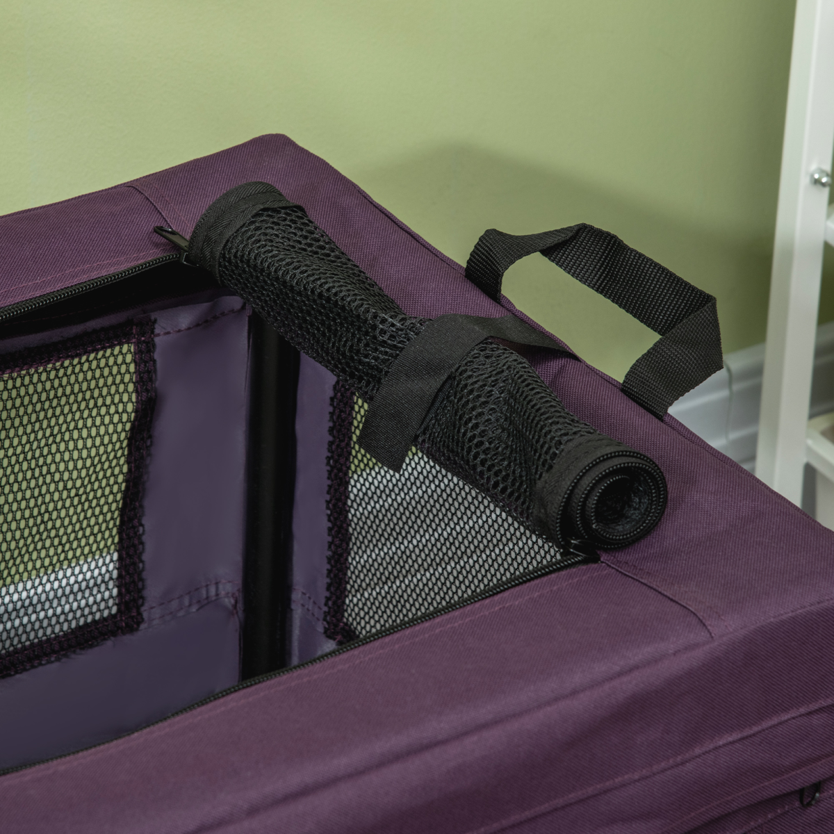 60cm Foldable Pet Carrier Cat Bag w/ Cushion, for Miniature Dogs - Purple