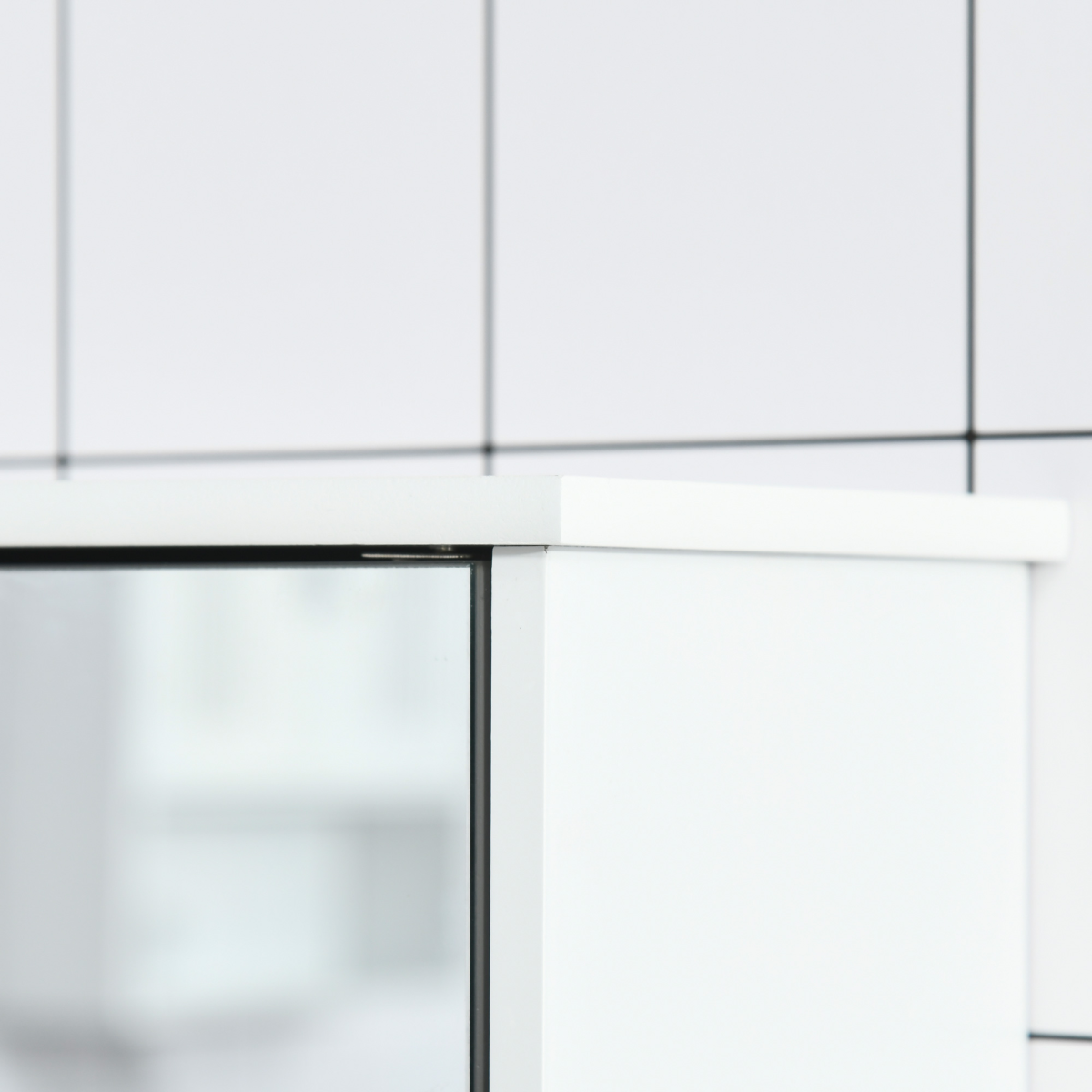 Bathroom Mirror Cabinet, Wall Mounted Storage Cupboard with Double Doors Grey