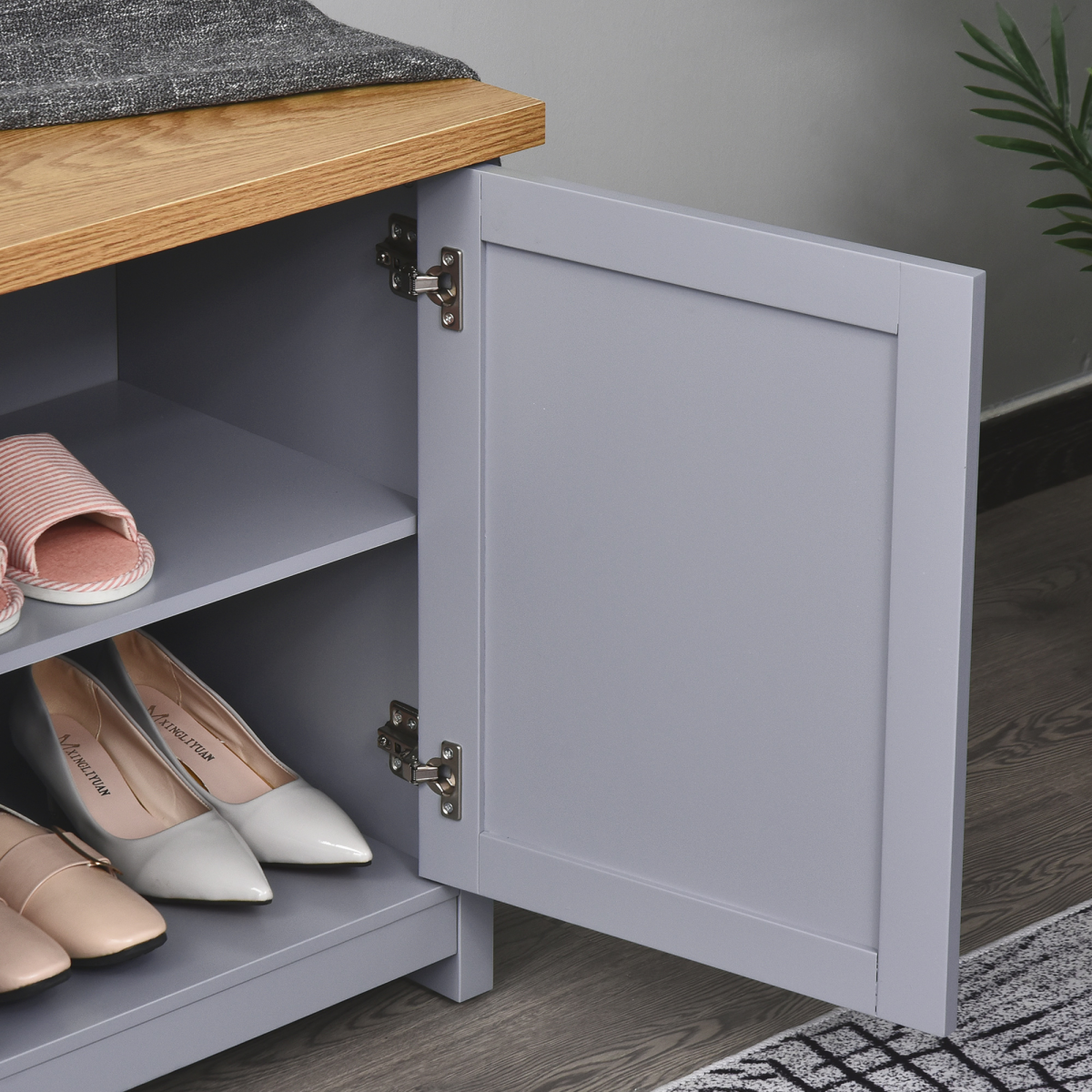 MDF Rustic 4-Compartment Storage Cabinet Grey