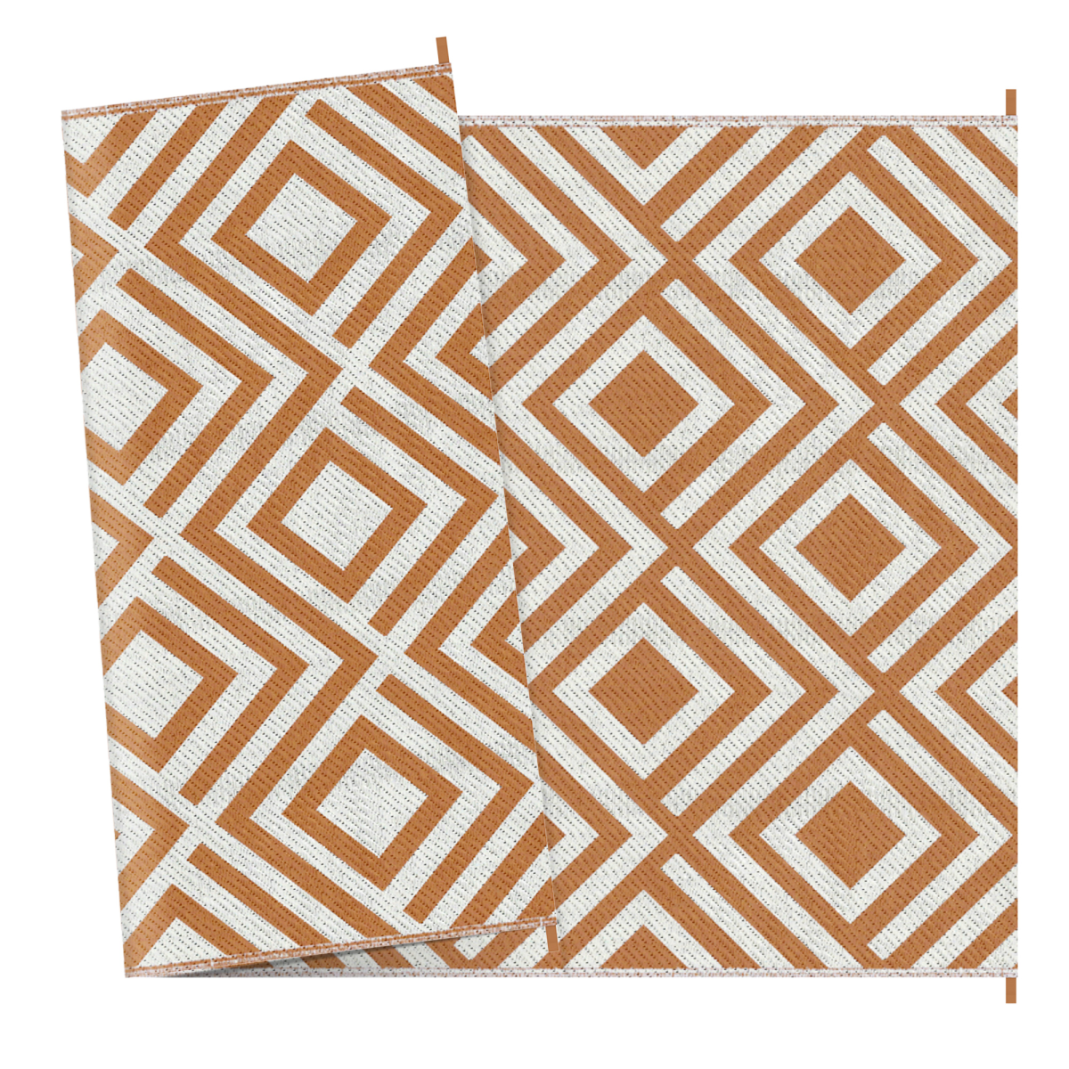 Reversible Outdoor Rug W/ Carry Bag for RV Camping Beach, 182 x 274 cm, Brown