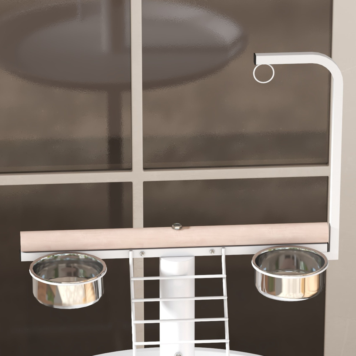 PawHut Bird Table: Elevated, Mobility, Perches, Stainless, Round Tray