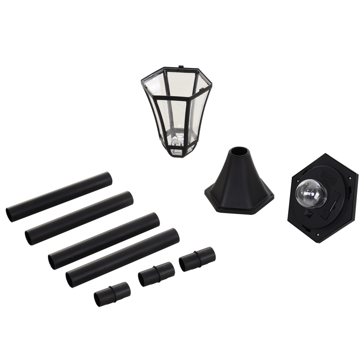 2 PCS LED Garden Lights Lamp Post Solar Powered Lantern black