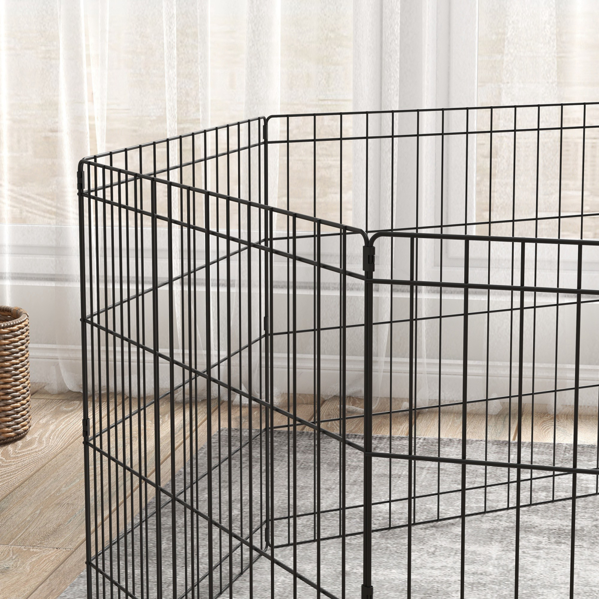 PawHut 24" Pet Dog Playpen, Puppy Cage, Eight-Panel Metal Fence, Run, Garden