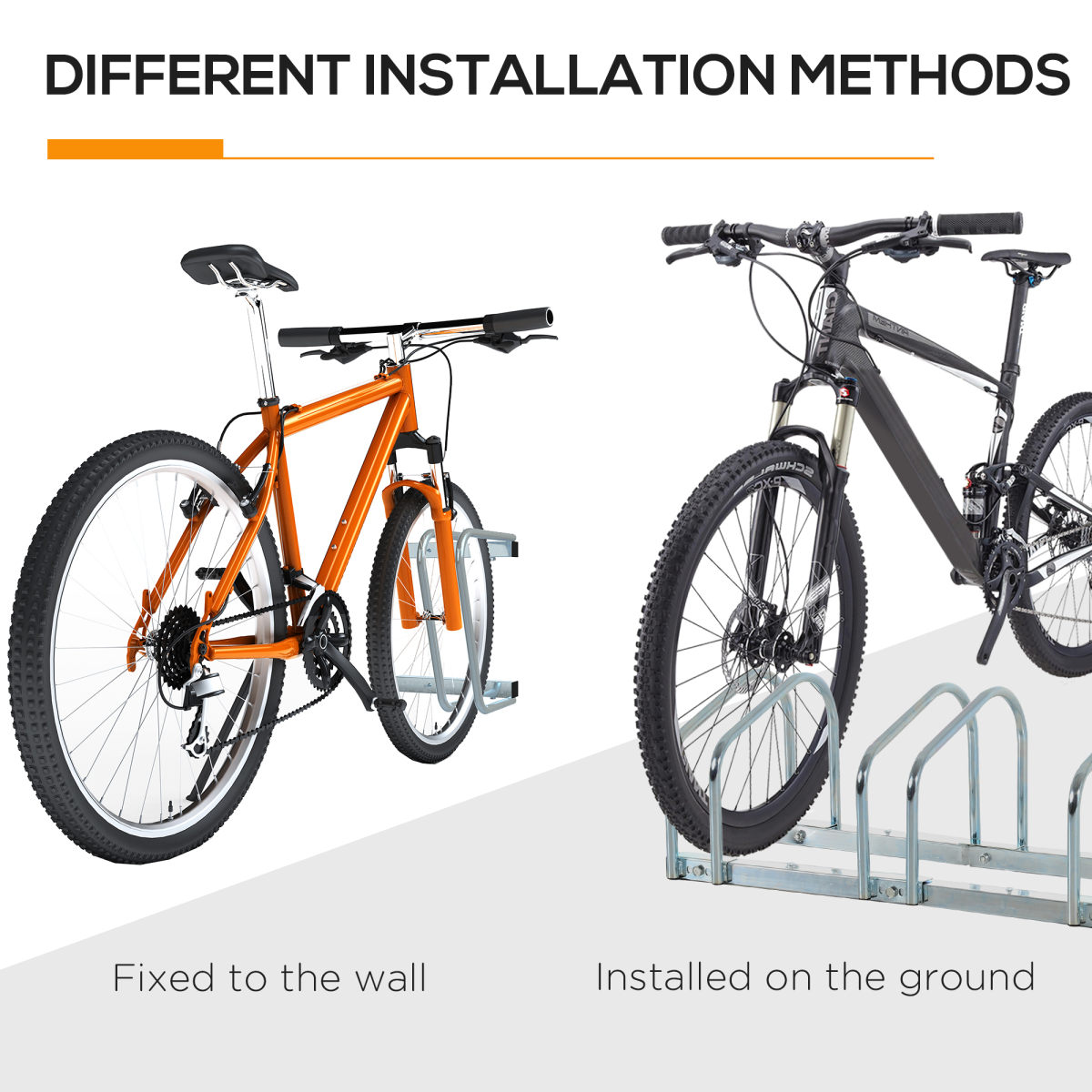 4 Bike Parking Rack Locking Storage Stand Holder Floor Wall Mount HOMCOM