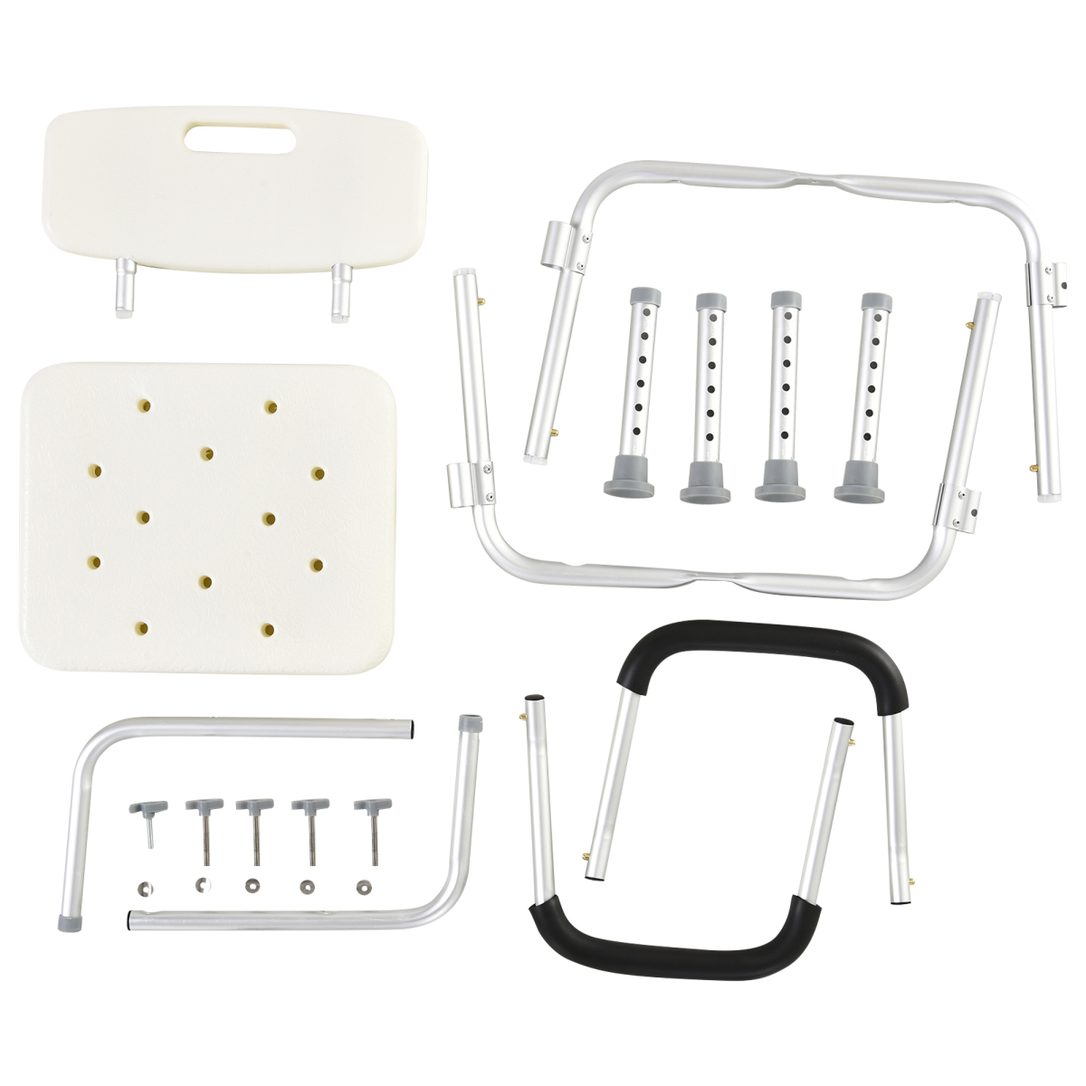 Light Weight Aluminum Shower Bench Portable Lift Chair Back & Armrest HOMCOM