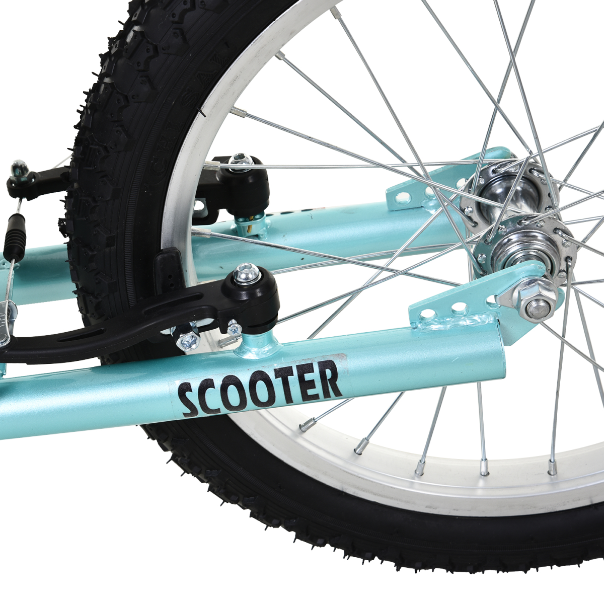 HOMCOM 90-96cm Kids Kick Scooter Adjustable Handlebar Inflatable Wheels Blue