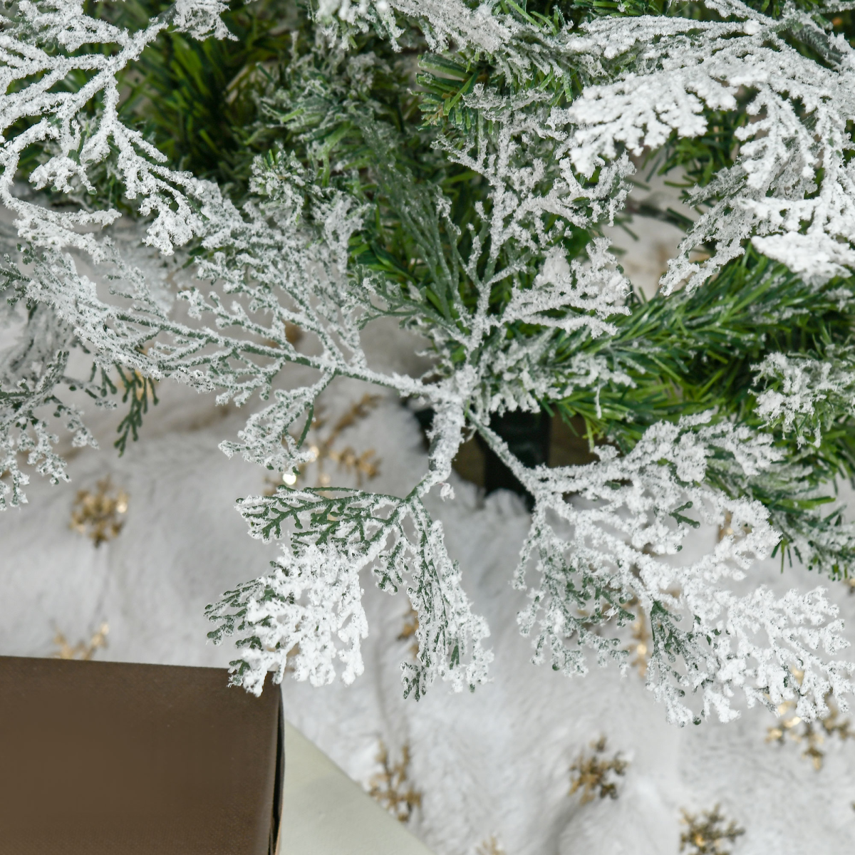 6 Foot Snow Flocked Artificial Christmas Tree Holiday with Pencil Shape HOMCOM