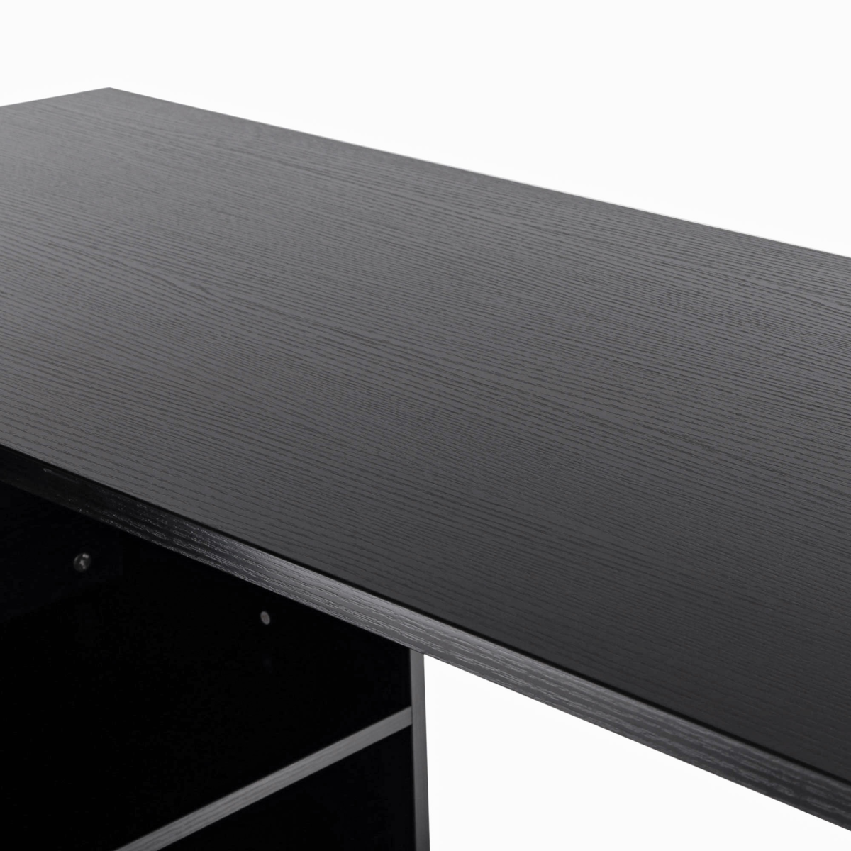 L Shape Computer Desk Workstation Home Office Drawer Shelf File Cabinet-Black