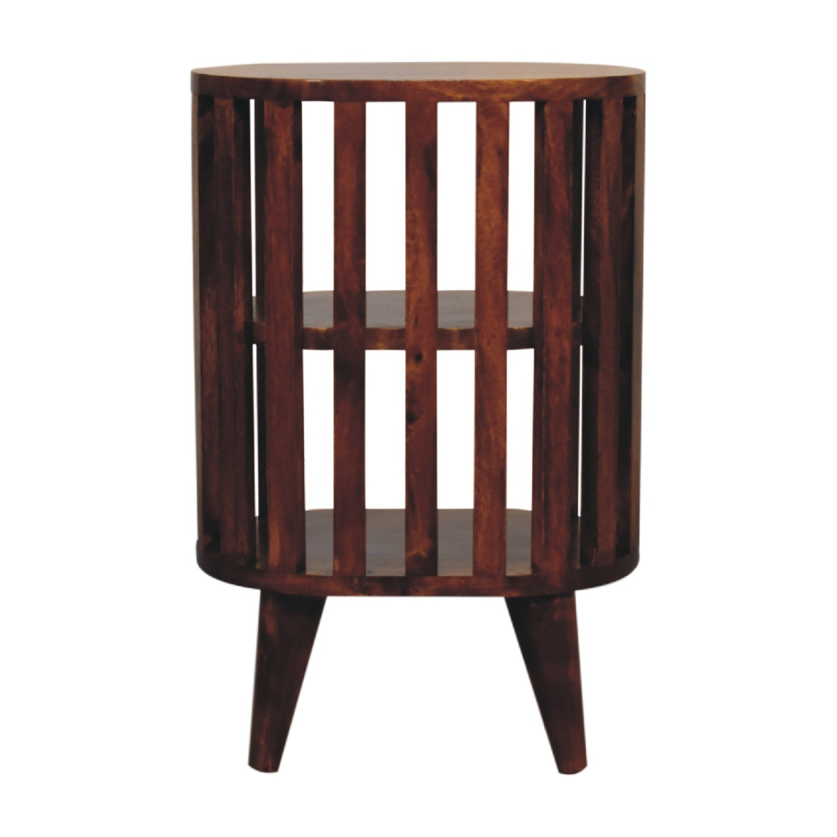 Artisan Furniture Solid Wood Ariella Double Shelf Chestnut Bedside, Brown, 2 Shelves