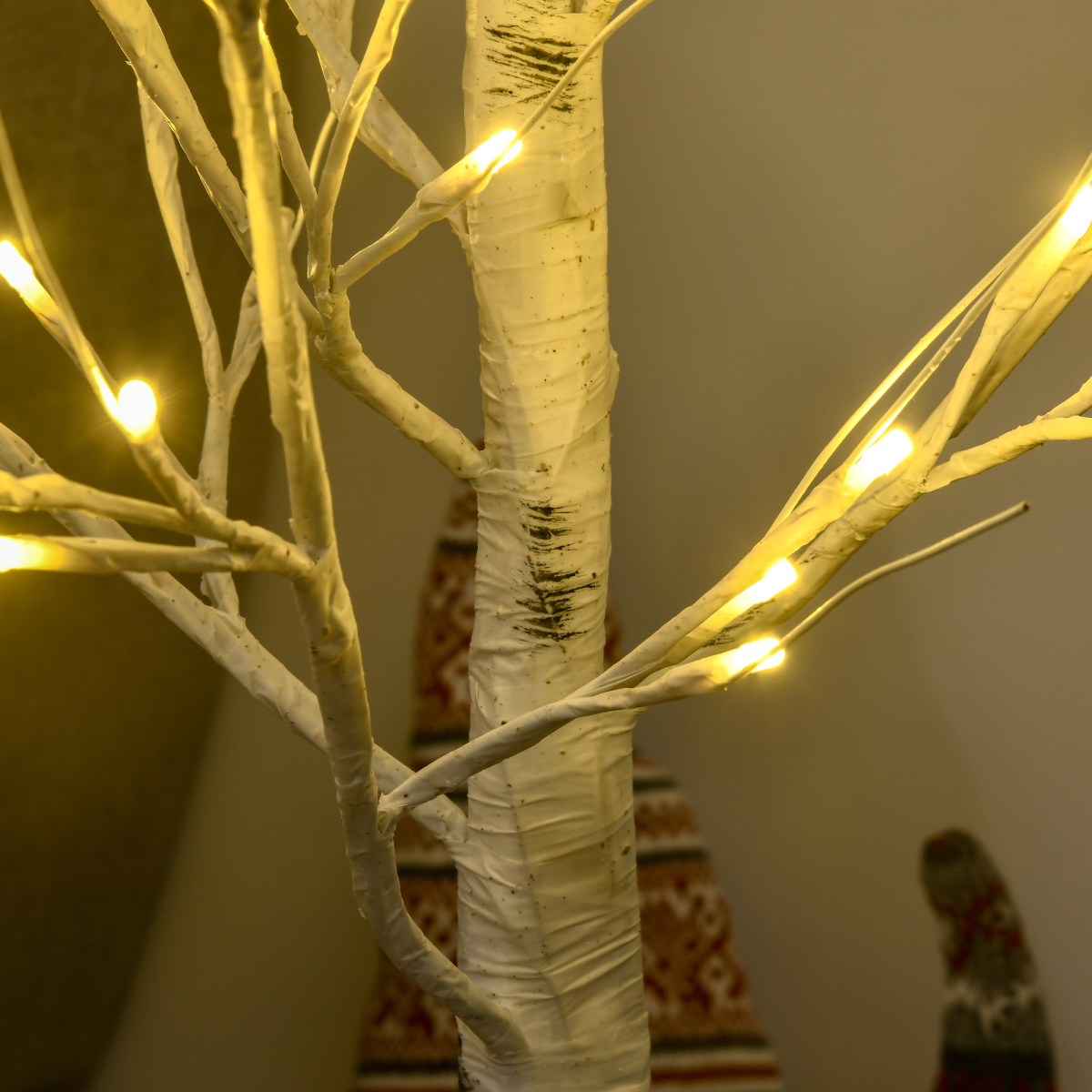 HOMCOM 4ft Artificial White Birch Tree Light 72 Warm White Pre-Lit LED Light