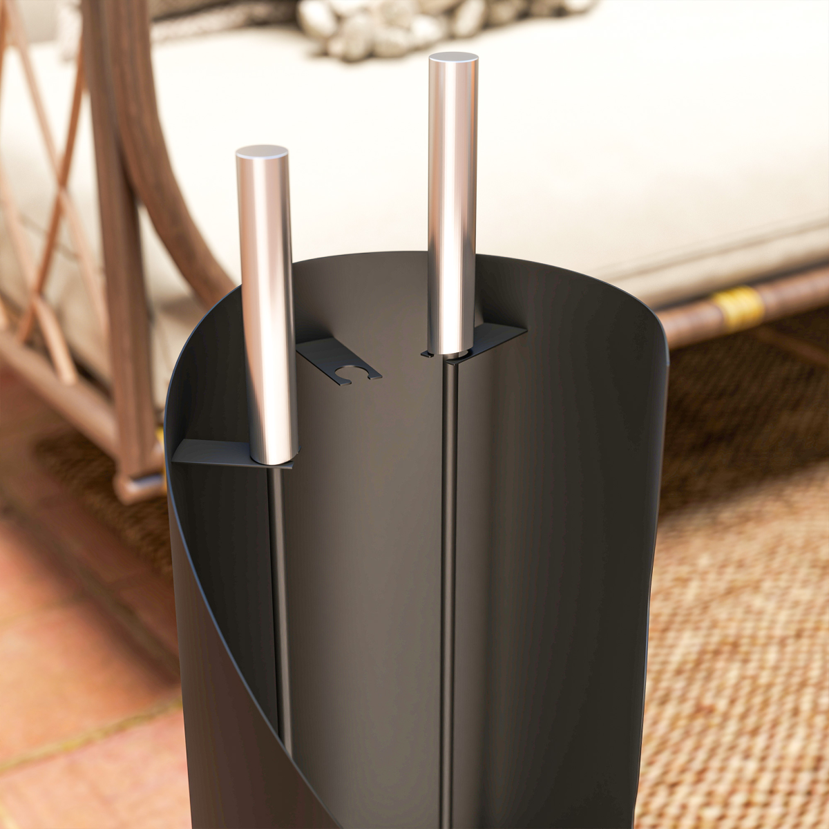 Outsunny 4 PCS Fireplace Companion Set, Metal Fireside Companion Set, Black