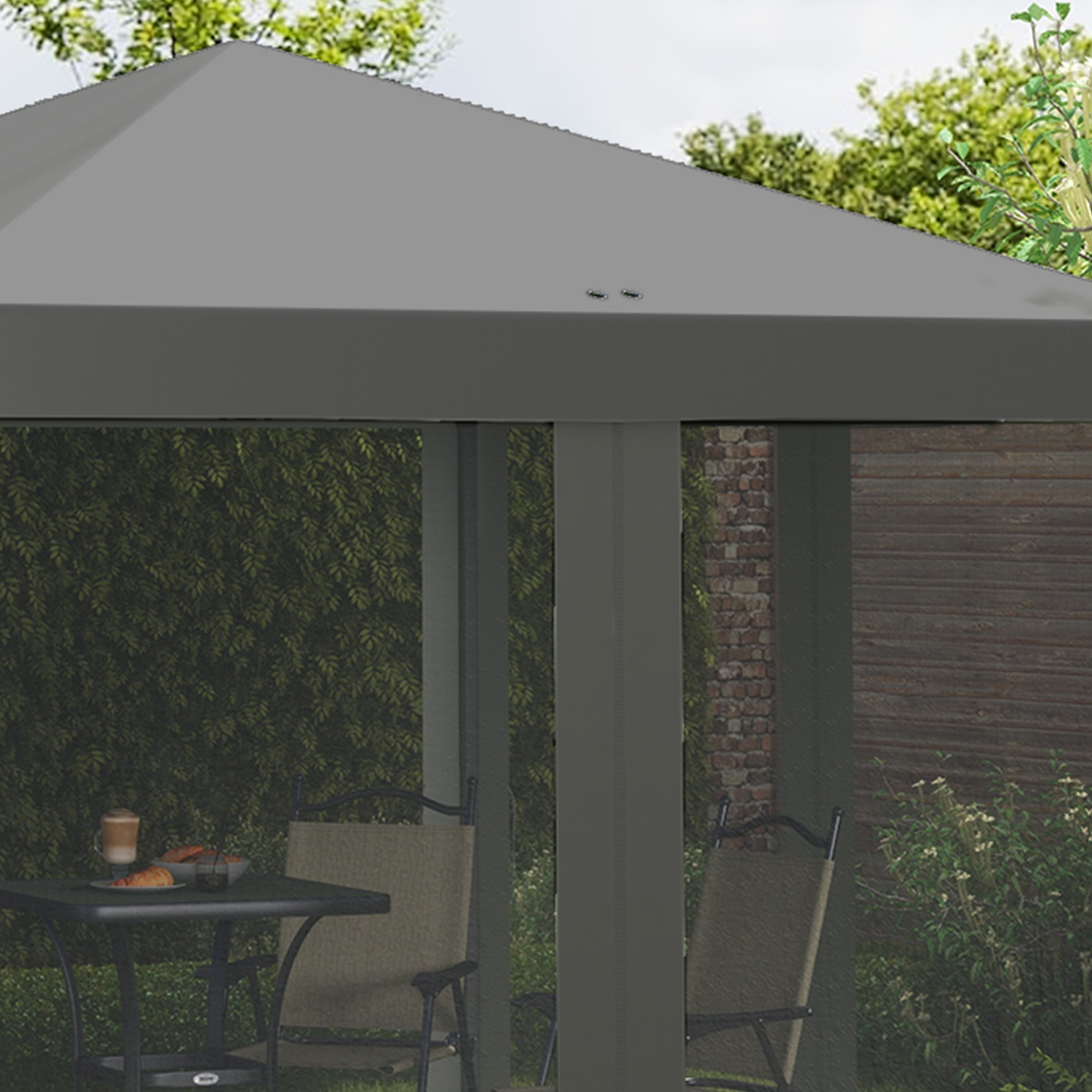 Heavy Duty Pop Up Gazebo with Removable Mesh Sidewall Netting Gray