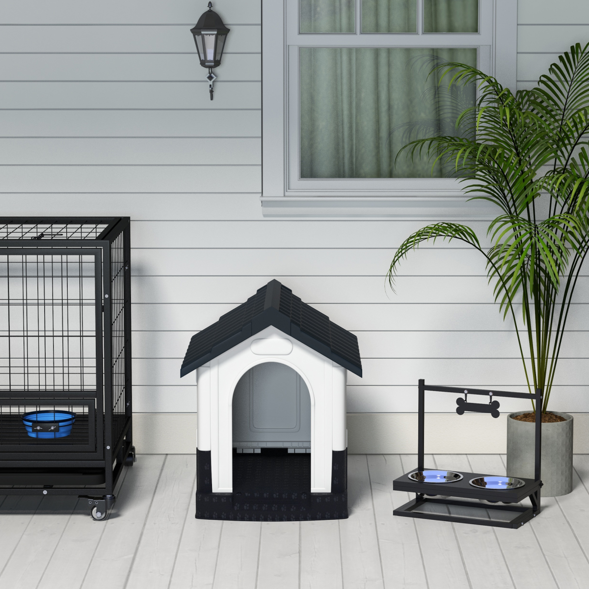 PawHut Dog Kennel for Outside, for XS Dogs, 64.5 x 57 x 66cm, Grey