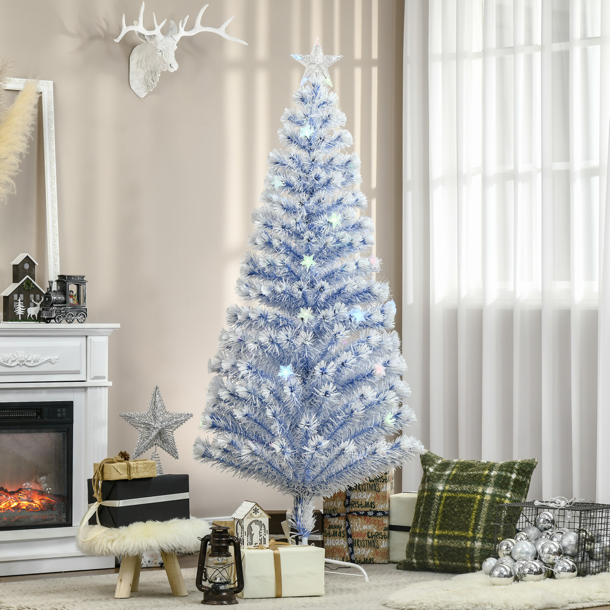 Artificial Fibre Optic Christmas Tree Seasonal Decoration w/ 26 LED HOMCOM