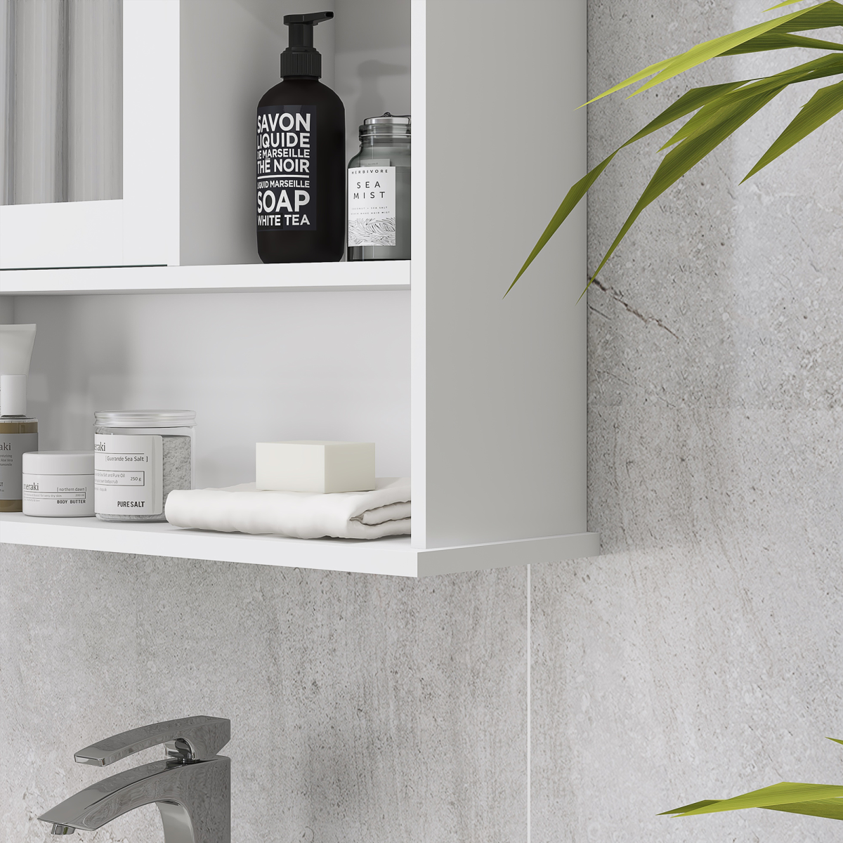 Wall Mount Mirror Cabinet Bathroom Storage Single Door Mounted Glass Cupboard