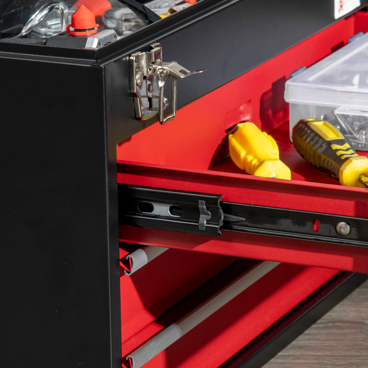 3 Drawer Tool Chest Lockable Tool Box w/ Ball Bearing Runners 51cmx22cmx32cm