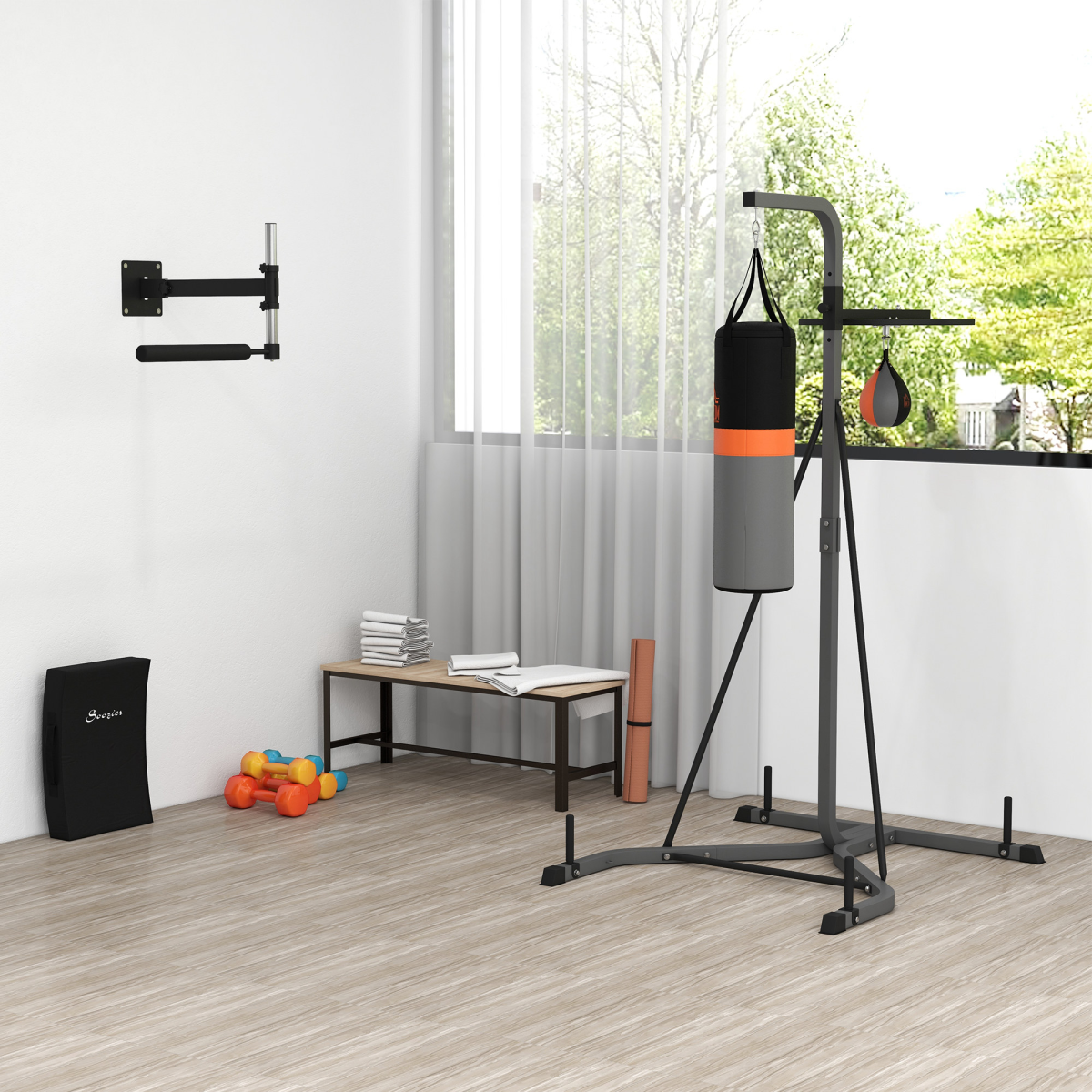 Punchbag & Speedball Boxing Station Frame Freestanding Training Home HOMCOM