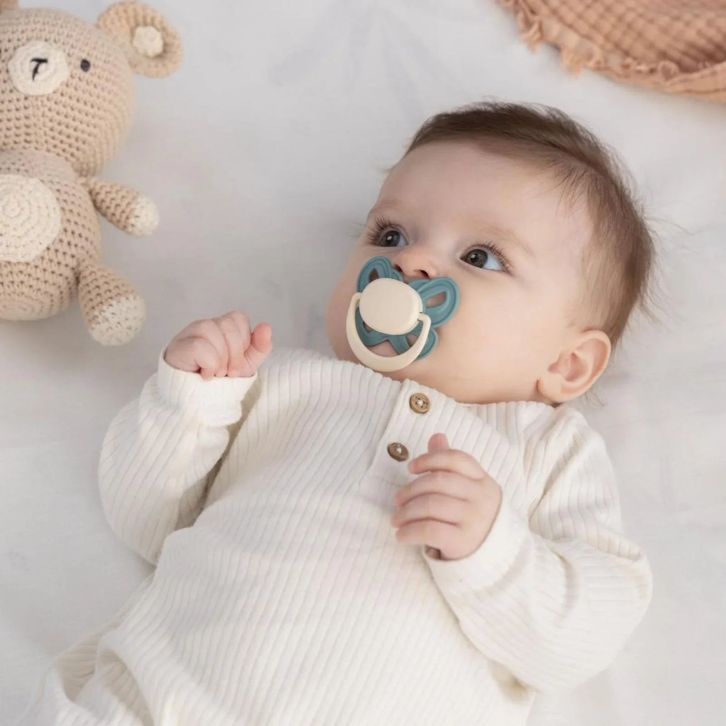 Mooma Clown & Butterfly Soothers 0-6 months Pack of 2 - River Green & Ball Blue