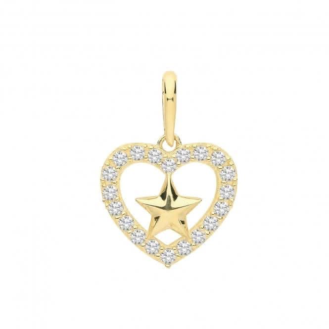 9CT Yellow Gold Zirconia Heart & Star Charm PN1138