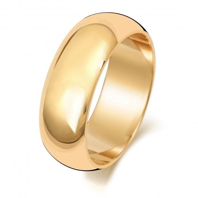Wedding Band 9ct D Shape 7mm Wedding Ring W107UL