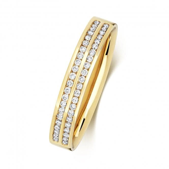 Wedding Band 9ct Diamond Two Row Wedding 3.6mm Ring RD724