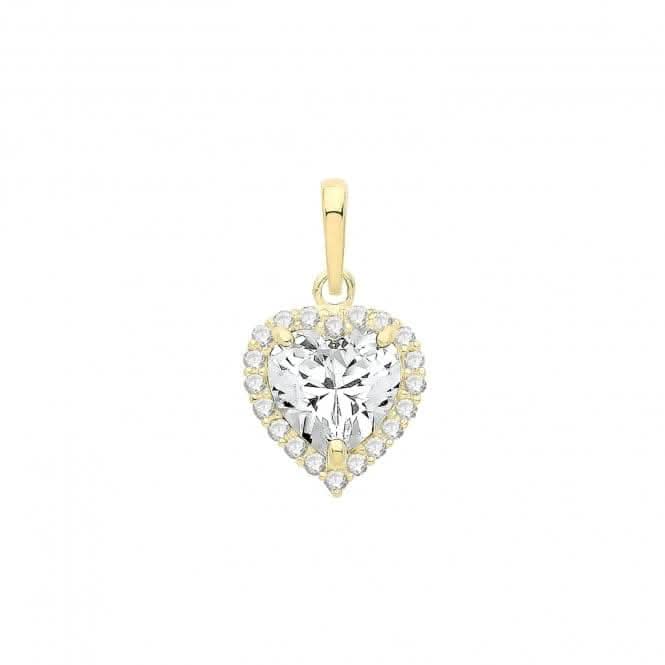 9ct Gold Heart Zirconia Cluster Pendant PN1246