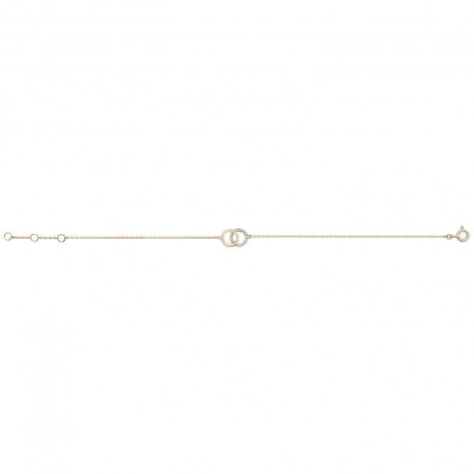 9ct Gold Ladies Bracelet with Zirconia Double Circle Design