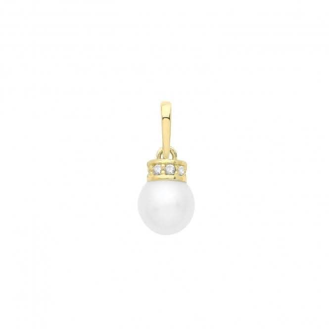 9ct Gold Pearl And Zirconia Set Pendant PN1278