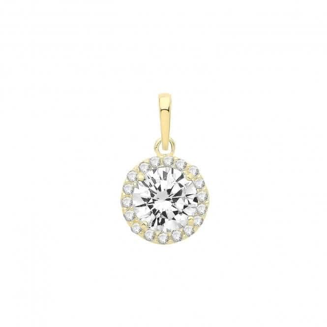 9ct Gold Round Zirconia Cluster Pendant PN1242