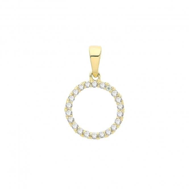 9ct Gold Zirconia Circle Pendant PN1257