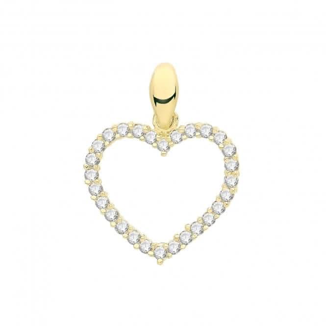 9ct Gold Zirconia Open Heart Pendant PN1254