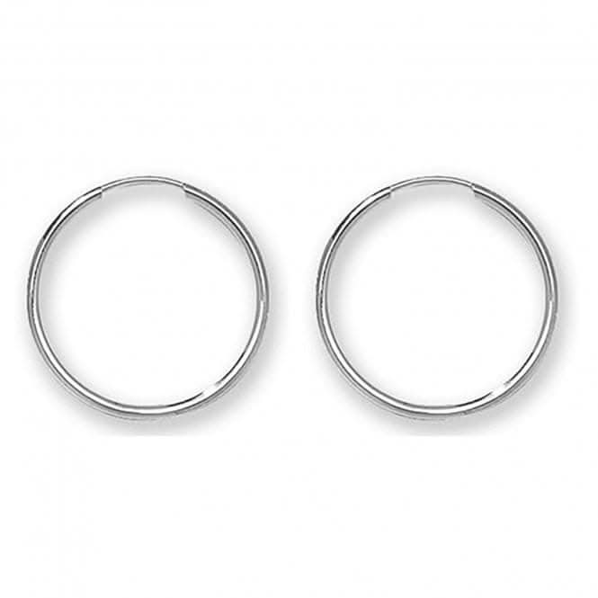 9ct White Gold 18mm Sleeper Earrings ES112W