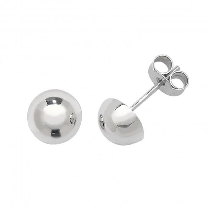 9ct White Gold 7mm Dome Stud Earrings ES391W