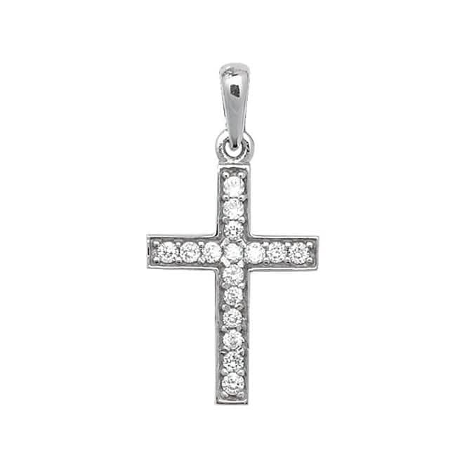 9ct White Gold Cross Zirconia Pendant PN348W