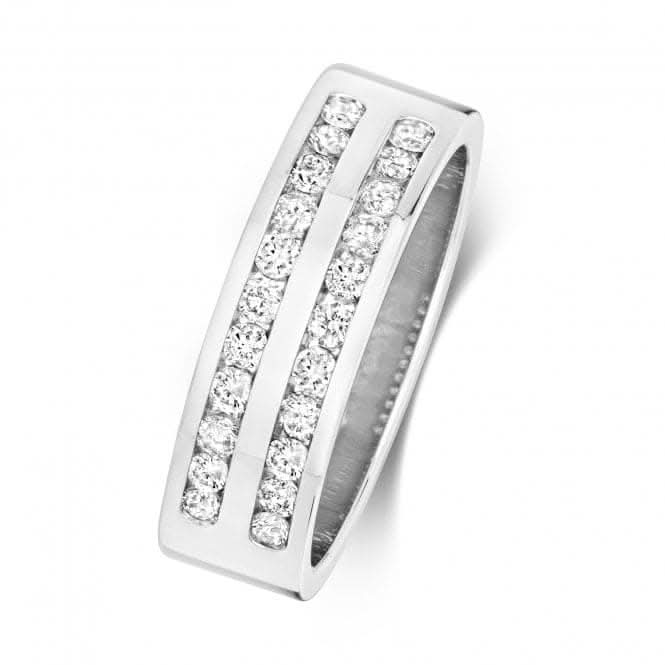 Wedding Band 9ct White Gold Diamond 2 Row Half Eternity 5.5mm Ring RD553W