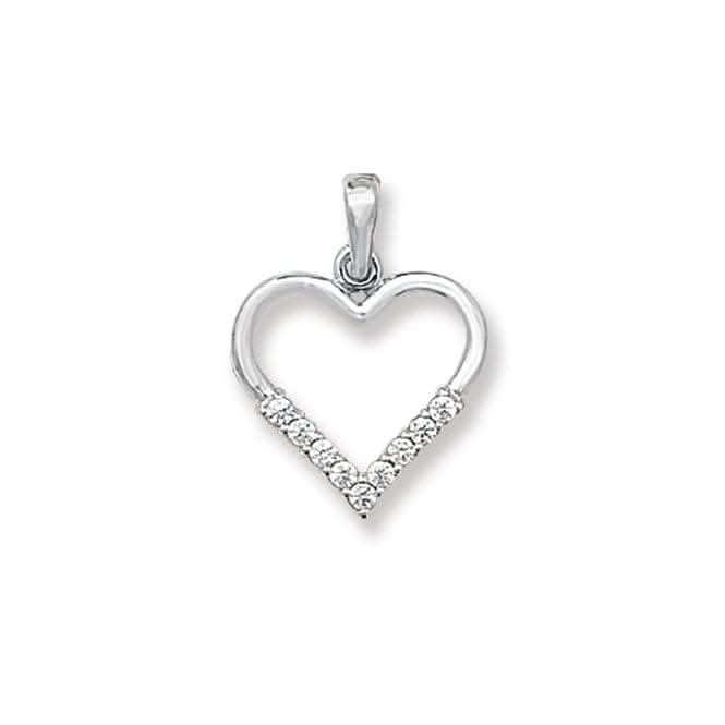 9ct White Gold Heart Zirconia Pendant PN812W