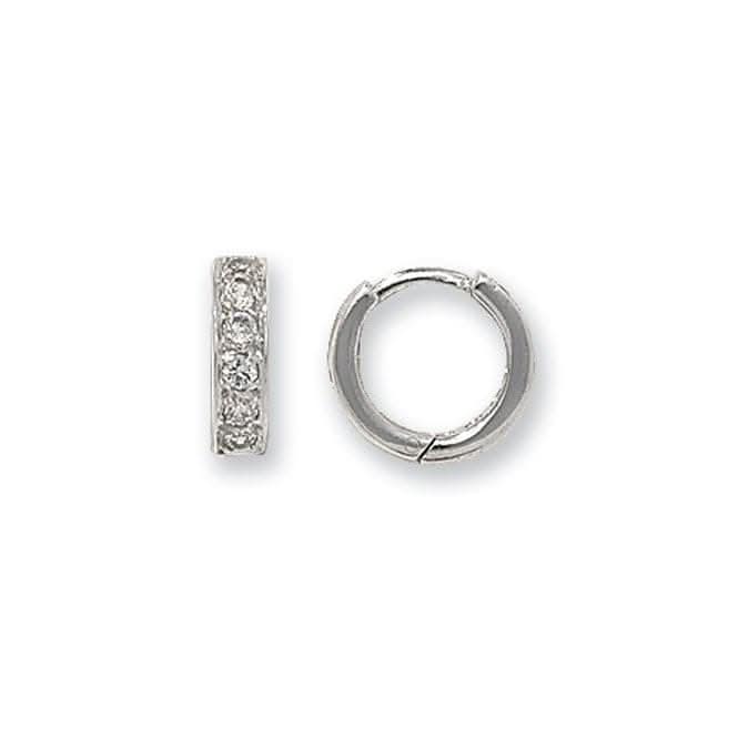 9CT White Gold Hinged Zirconia Earrings ER026W