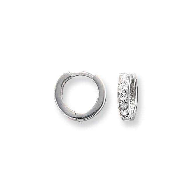 9ct White Gold Hinged Zirconia Earrings ER028W