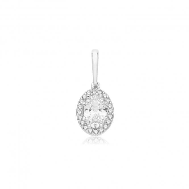 9ct White Gold Oval Zirconia Pendant PN1015W