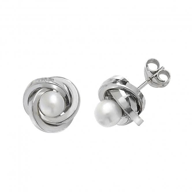9ct White Gold Pearl Orbital Stud Earrings ES370W