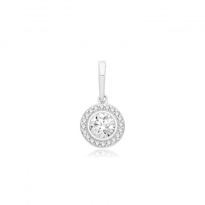 9ct White Gold Round Zirconia Pendant PN1014W