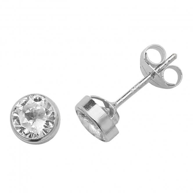 9ct White Gold Round Zirconia Stud Earrings ES232SW