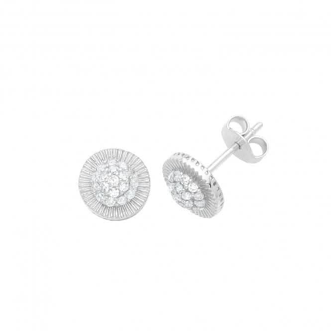 9ct White Gold Round Zirconia Stud Earrings ES564W