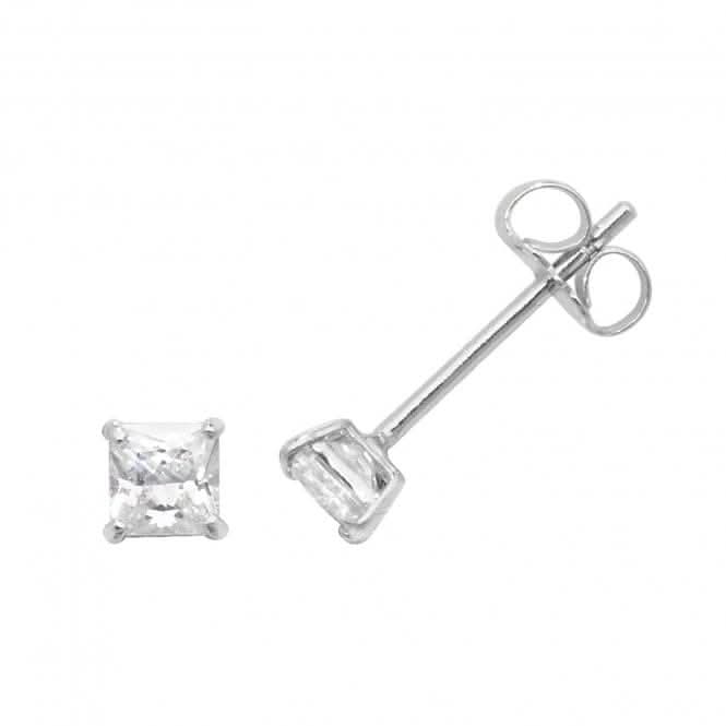 9ct White Gold Square Zirconia Stud Earrings ES466W