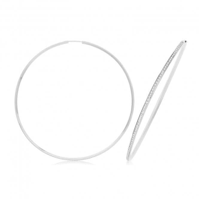9ct White Gold Thin Zirconia Hoops