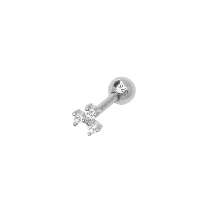 9ct White Gold Triple Zirconia Cartilage 6mm Post Stud ES911W