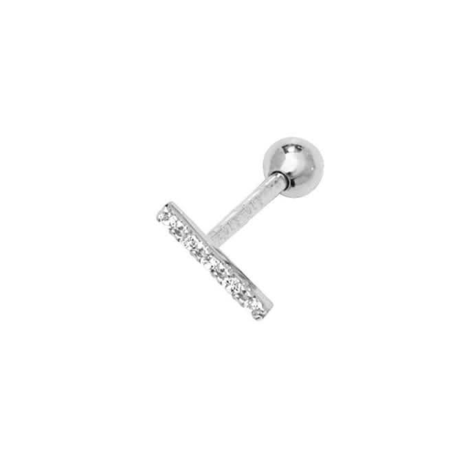 9ct White Gold Zirconia Bar Cartilage 8.5mm Post Stud ES919WP