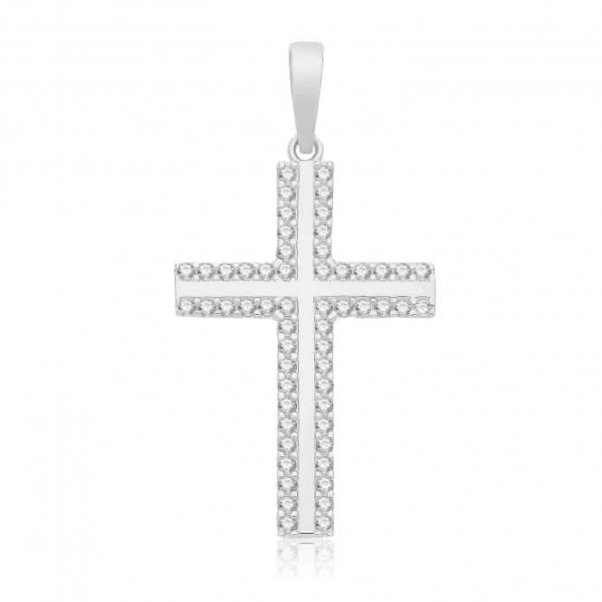 9ct White Gold Zirconia Cross Pendant PN1308W