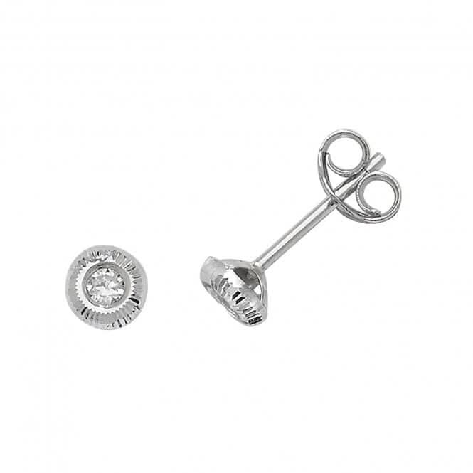 9ct White Gold Zirconia Stud Earrings ES394W
